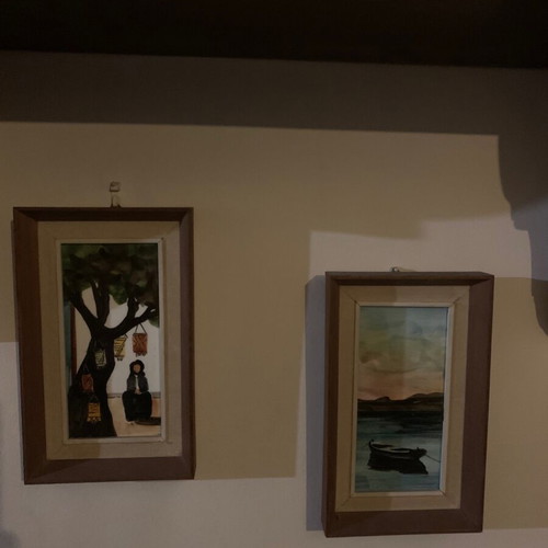 Ceramic vintage picture frames used, set of 2 original pieces