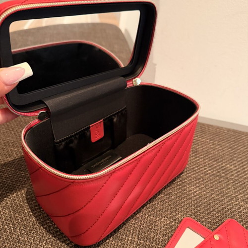 YSL Makeup Bag with Mirror New, Red