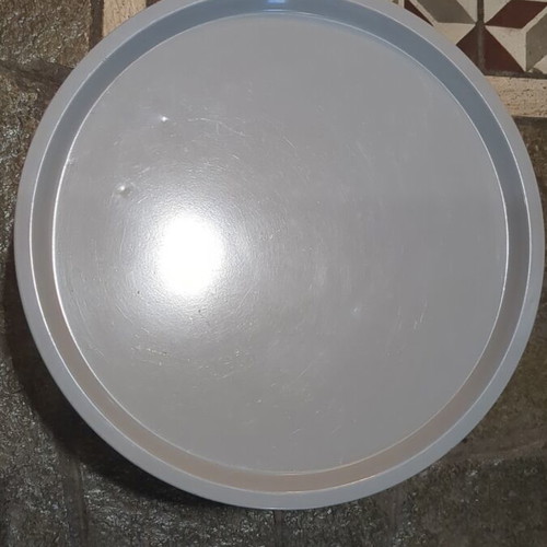 Folding metal table like new, light gray, 42 cm diameter