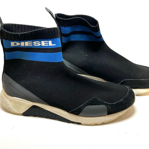 Diesel black sock athletic shoes used, size 42, black-blue