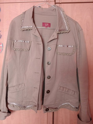 Lussile women's denim jacket medium like new, beige