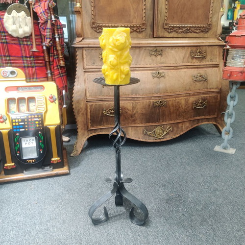 Wrought Iron Candlestick Used with Tripod Base and Curved Legs
