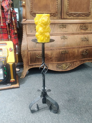 Wrought Iron Candlestick Used with Tripod Base and Curved Legs
