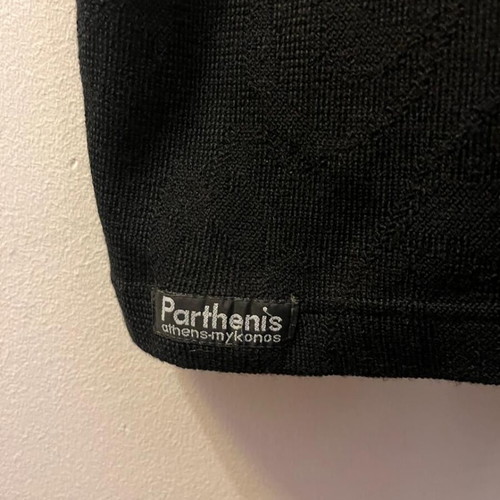Parthenis wool long cardigan new, black with woven pattern