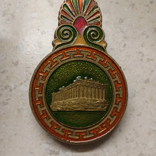 Metal paper clip like new with Parthenon and warrior head design