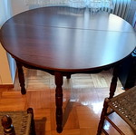 Folding Round Table Console with Two Chairs used