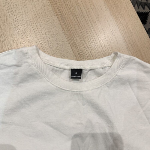 White T-shirt with Side Shirring, Size M, Women's