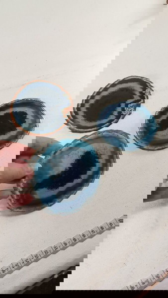τρεις φέτες μπλε αχάτη ημιπολύτιμες πέτρες 11-12 εκ