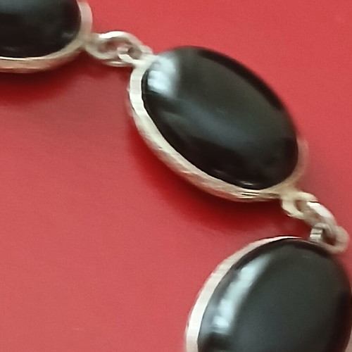 Silver 925 bracelet with obsidian for many sizes like new