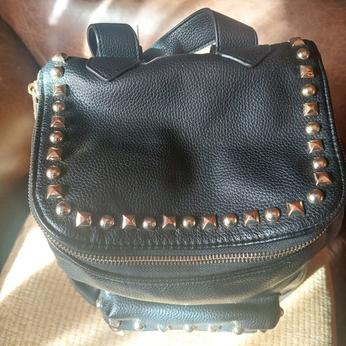 Remonte Black Leather Backpack Like New with Gold Studs