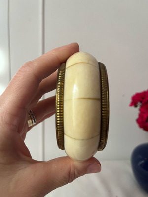 Vintage Ethnic Bracelet Bangle from Bronze and Natural Bone Pebble London used
