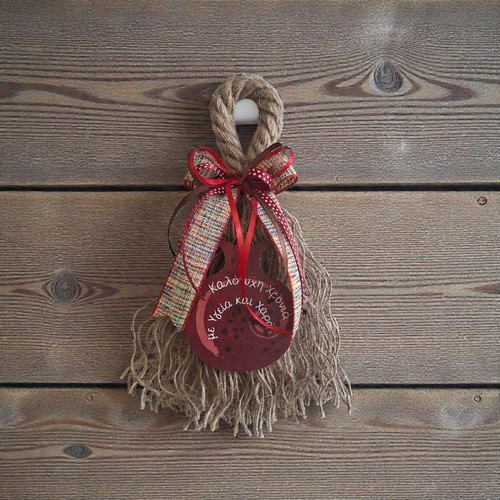 Handmade hanging charm with large wooden pomegranate