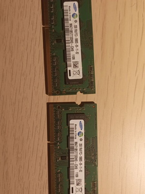 Samsung laptop RAM used, 2 pieces 2GB 1Rx8 PC3L 10600S