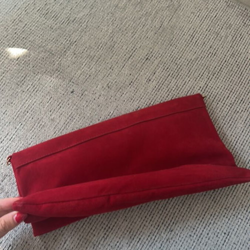 Suede leather red clutch bag NAK like new
