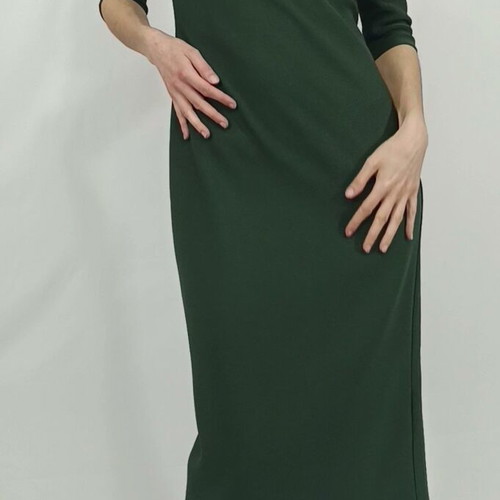 Zara green long dress with V-neckline and 3/4 sleeves new with tags