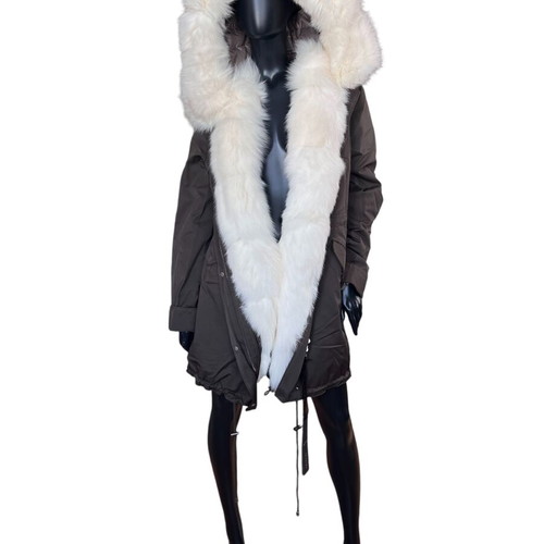 Patago Parka with White Real Fox Fur, New, Size XL