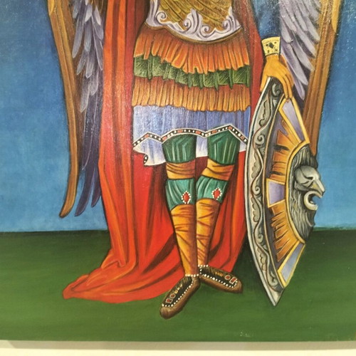 Archangel Michael icon used, handmade egg tempera on wood