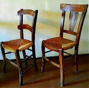 ΣΕΤ  3 καρέκλες ( VINTAGE ) ξύλινες με ψάθινο κάθισμα