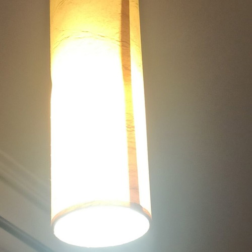 Pendant lights used, pack of 3, yellow with brown patterns