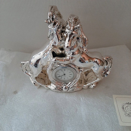 Italian silver-plated clock new