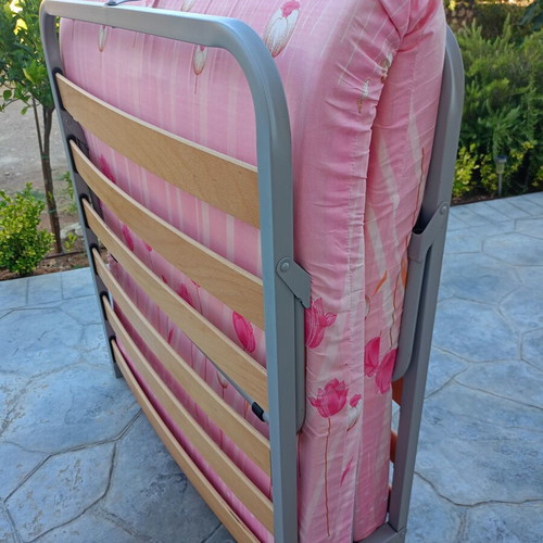 Folding bed frame 1.98x0.80m with wooden anatomical slats