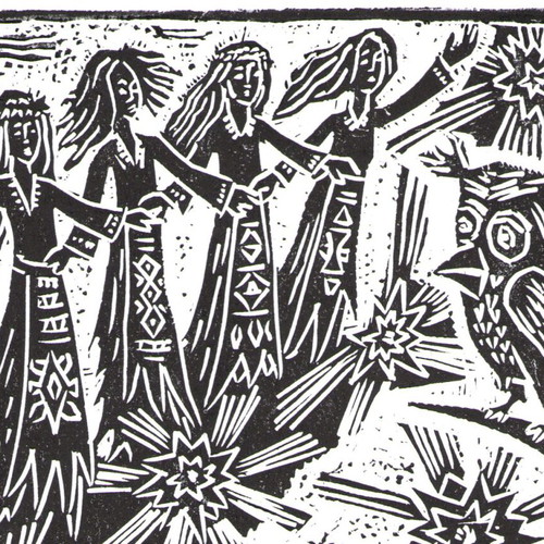 Linocut Samodivsko Horo new, size A4