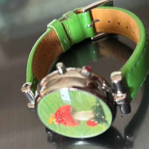 Anne Geddes wristwatch with cover and leather strap like new, colorful