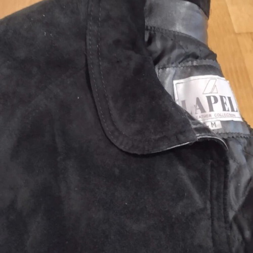 Castor leather coat Lapel medium like new, black