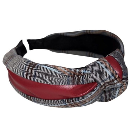 Wide women's headband with red leatherette new