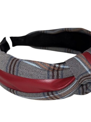 Wide women's headband with red leatherette new