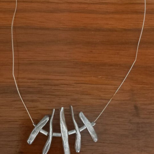 Silver aged hammered necklace