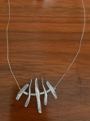 Silver aged hammered necklace