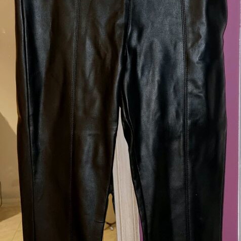 Zara Black Faux Leather Leggings Medium New