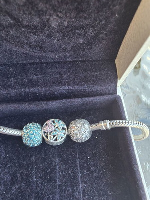 Pandora charm set of three, silver