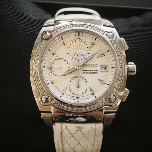 Seiko Sportura Chronograph SNDZ83P1 with Diamond Bezel and Sapphire