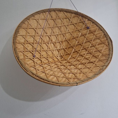Traditional Asian Conical Hat made of Bamboo and Straw like new, 40cm