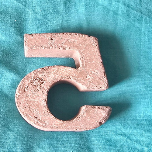 Handmade concrete number 5 decoration