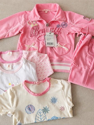 Cotton 5-piece clothing set for girl, 24 months