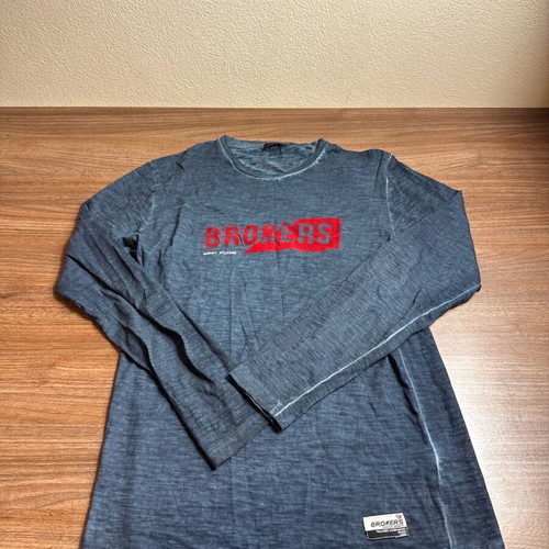 Brokers men's long-sleeve shirt S blue with red logo new