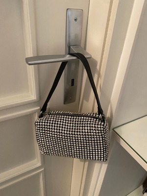 Evening bag with rhinestones like new, silver
