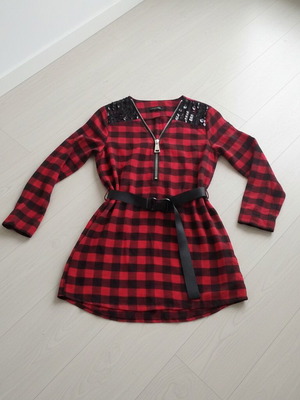 Checked shirt blouse with zipper like new, size small