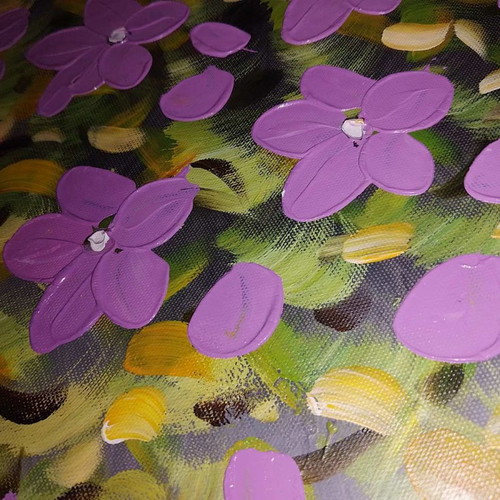 Paintings used with flowers, set of 3, acrylic on wood