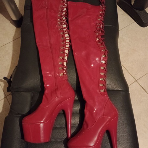 Pleaser Flamingo 3063 boots size 37 used red 17 cm heel