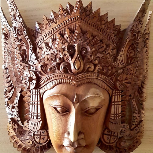 Collectible wooden handmade mask from Bali used