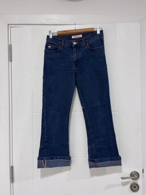 Miss Sixty Jeans Red Contrast Stitching Cuffed Size 28 Mid Rise Straight used