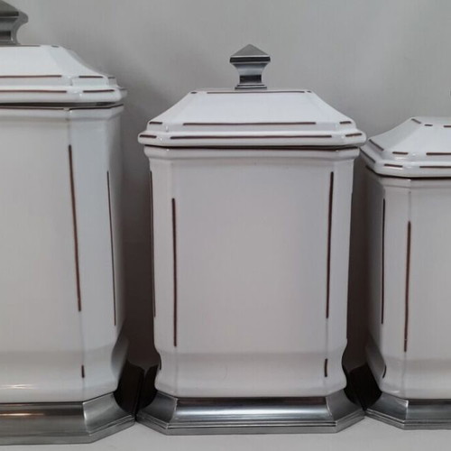 Set of three porcelain canisters like new