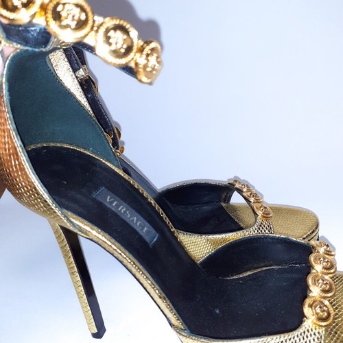 Versace gold sandals new, size 37.5, 12 cm heel
