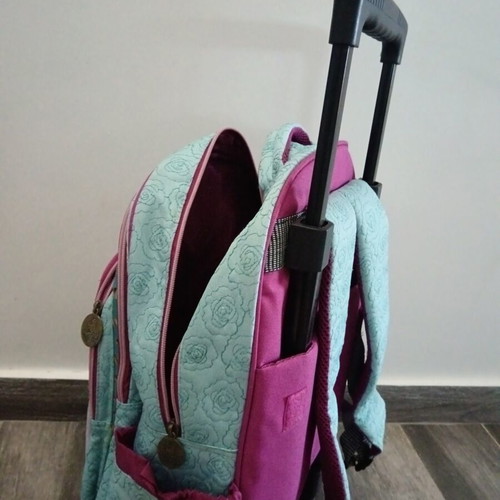 Santoro Gorjuss Rosebud school trolley bag like new, turquoise and pink