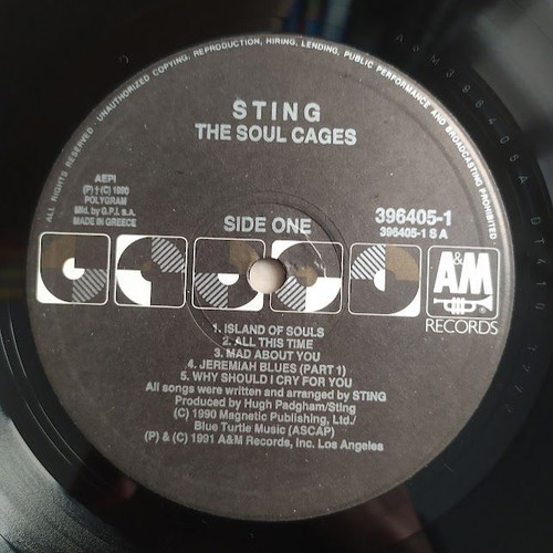 Sting The Soul Cages LP vinyl 33 rpm like new