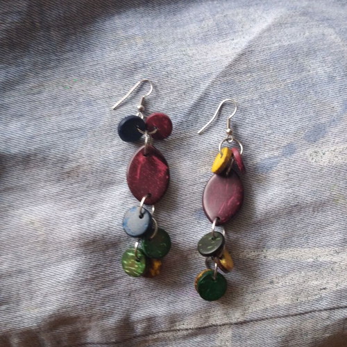 Dangling earrings unused with wooden beads